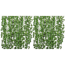 24Pcs Artificial Ivy Vine Colgante Guirnalda False Leaf Vine Family Garden Boda Decoración de la Pared, 84 Pies, Verde