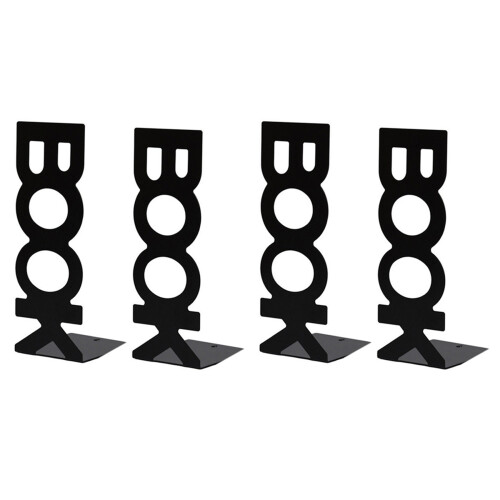 2 Pair Bookends for Library School Book Holder Book Letter Book Baffle Black
