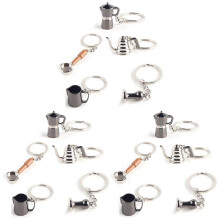 15 Pièces Créatif Barista Café Tamper Porte-Clés Expresso Portafilter Moka Pichet Porte-Clés