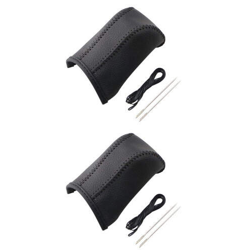 2X Leather Gear Shift Knob Cover for   Rav4 Rav 4 2014-2019 Automatic Hand-Stitched Gear Shift Collars B