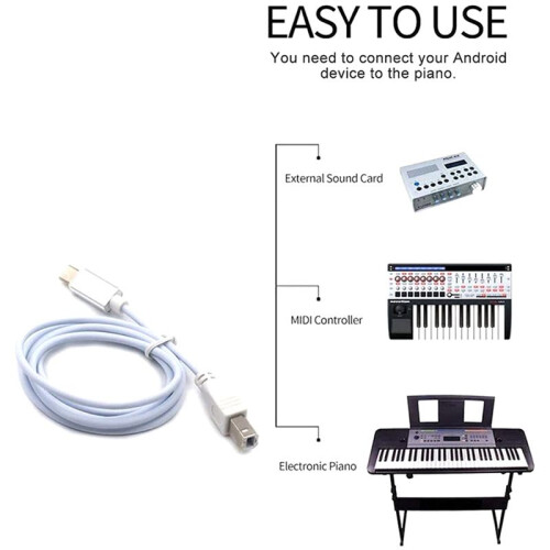 2X Midi USB Type B to Micro-USB Cable Connector Cable, Adapter Cable, Piano Audio Cable