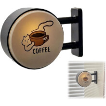 (#A, -) Mini Magnetisch Coffeeshop Kühlschrank Deko, Retro beleuchtet mit sanftem Licht, Vintage
