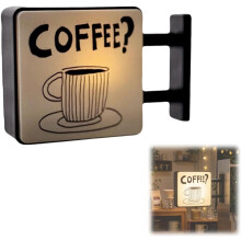 (#B, -) Mini Magnetisch Coffeeshop Kühlschrank Deko, Retro beleuchtet mit sanftem Licht, Vintage