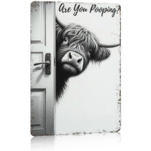 (are you pooping, -) Highland-lehmä oletko kakkaamassa rautakyltti - 8x12in hauska rustiikkinen kylpyhuoneen seinäkoriste