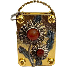 (Sunstone Flower, -) Minikukkaprässisetti, kannettava metalliavaimenperäprässi, 1.96" x 1.37" luontokävelyihin ja askarteluun