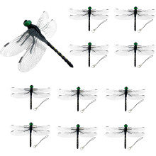 (10PCS, 3.7") 10PCS Clips Libellules, Simulation 3D Fausses Libellules Suspendues Extérieur, Déco Jardin Imperméable