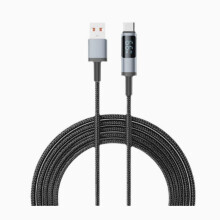 Cabo de carregamento e dados 100 W com ecrã digital, compatível com iPhone 17 e Android, tipo C, carga rápida 66 W_M