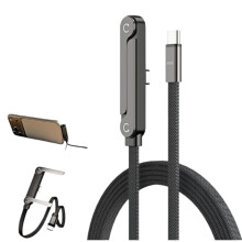 Cabo de dados e carregamento rápido dupla ponta Tipo C trançado em liga de zinco ideal para tablet e jogos_M