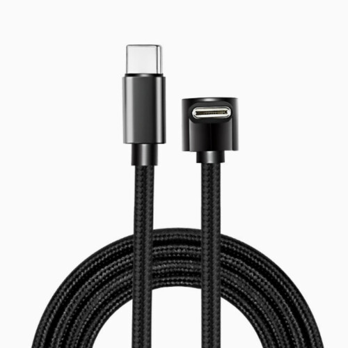 Cabo de dados e carregamento USB-C para USB-C em nylon trançado 60 W, em ângulo, rápido e resistente_M