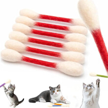 (red, -) Katt Q tip leksak, 6 pack jätte bomullspinne kattleksaker med kattmynta, filt kattsparkleksaker för inomhuskatter, interaktiv tuggleksak