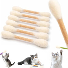 (white, -) Katt Q tip leksak, 6 pack jätte bomullspinne kattleksaker med kattmynta, filt kattsparkleksaker för inomhuskatter, interaktiv tuggleksak