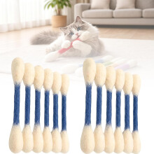 (Blue-12Pcs, -) Riesen Qtip Katze, Wattestäbchen mit Katzenminze, 16cm 6/12er Pack Zahn Kauen Seile