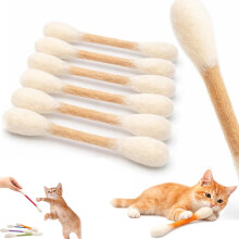 (B, -) Katt jätte Q tip leksak, bomullspinne kattleksaker med kattmynta, 6 st jätte Q tip kattleksak för tristess, hållbara tandvårdsbitringar