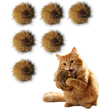 (Ball/6pcs, -) Jucărie pisică blană iepure minge, 2026 moale blană catnip bile, pufoasă interior lavabilă 3 buc