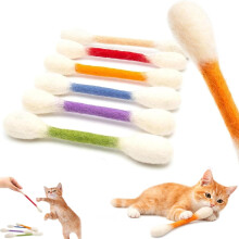 (A, -) Katt jätte Q tip leksak, bomullspinne kattleksaker med kattmynta, 6 st jätte Q tip kattleksak för tristess, hållbara tandvårdsbitringar
