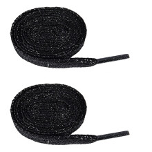 Shiny Flat 2 Pair Laces in Shoe Lace Black