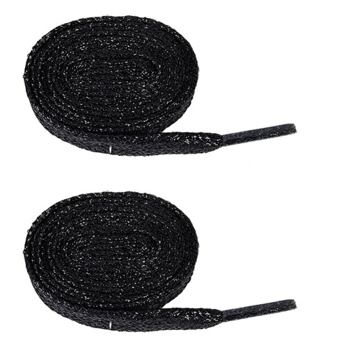 Shiny Flat 2 Pair Laces in Shoe Lace Black