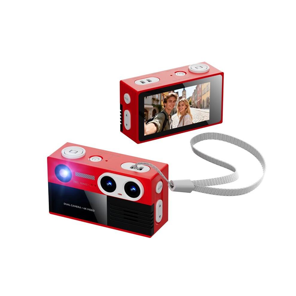 G9-Dual-Lens 4K Retro Keychain Thumb Camera Built-In Flash Outdoor Sports Children Multiple Filters Camera Red 6032227068826
