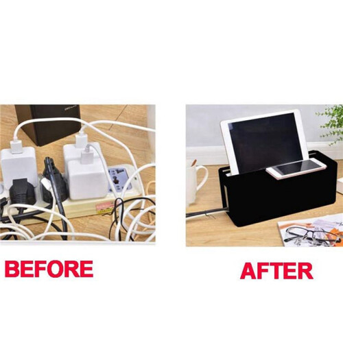3X Cable Management Box for Desk Cable Management and Power Strip Box Solutions(Black)