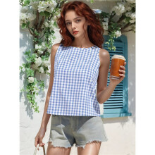 Tops for Women Tank Tops Cute Summer Sleeveless Shirts Clothes Plaid XL
