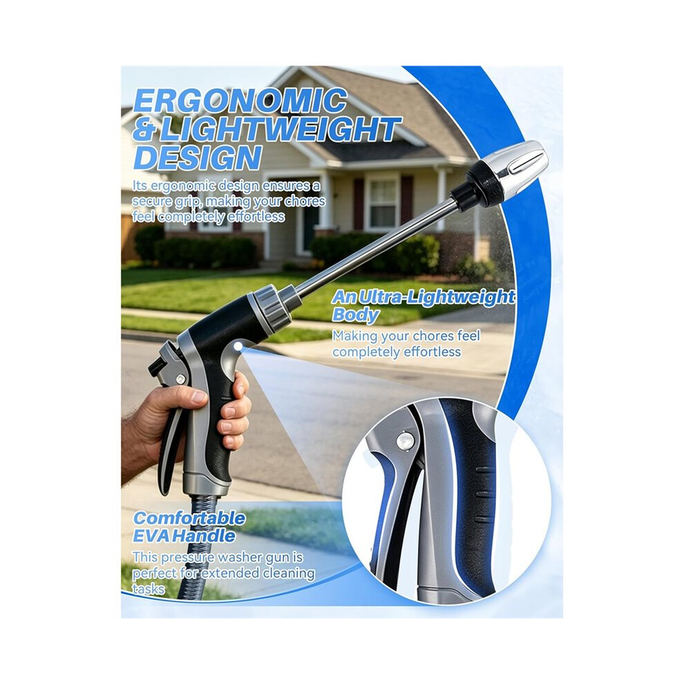High Pressure Garden Hose Nozzle With 360 Rotating Nozzle, Handheld Jet Nozzle Power Washer For Garden Hose 4712949102825
