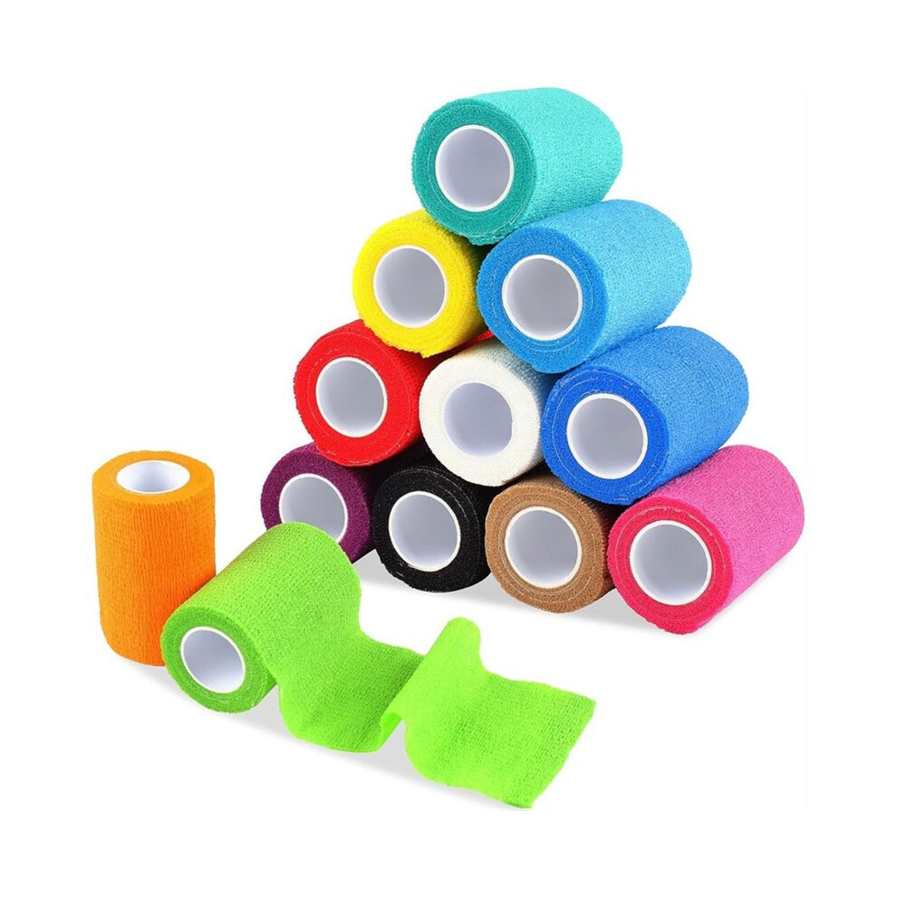 12 Rolls 7.5cm X 4.5m Self-Adhesive Bandage for First Aid, Elastic Fixation Bandage, Cohesive Bandage