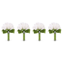 4X Wedding Bouquet Bridal Bridesmaid Flower Wedding Bouquet Artificial Flower Rose Bouquet Bridal Bouquets-Green Ribbon