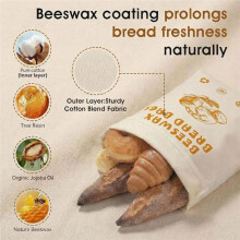 2Pack Extra Große Bienenwachsbrotbeutel mit Reißverschluss - Wiederverwendbare Brotaufbewahrungsbeutel, Umweltfreundliche Natürliche
