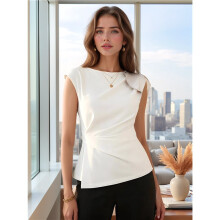 Womens Spring Short Sleeve Tops, Dressy Casual Peplum Shirts Outfit, Tunic Blouses Trendy Clothes White S