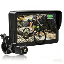 1080P AHD Bicycle Rear View Camera with 5''Screen Monitor,360Rotatable Bracket, 10000mAh Battery Bike Handlebar Mirror