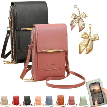 (2pcsh, -) Sac Messager Écran Tactile Femme, Portefeuille Cuir RFID Croisé, Bandoulière Antivol