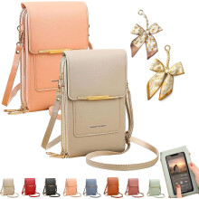 (2pcsk, -) Sac Messager Écran Tactile Femme, Portefeuille Cuir RFID Croisé, Bandoulière Antivol