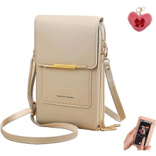 (Gray, -) Sac Messager Écran Tactile Femme, Antivol Bandoulière Téléphone, Cuir Imperméable Porte-Clés