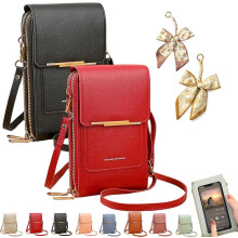 (2pcso, -) Women's Touch Screen Mobile Phone Messenger Bag, RFID Leather Crossbody Wallet Purse, Anti-Theft Shoulder Strap