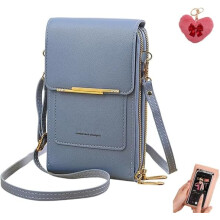 (Blue, -) Sac Messager Écran Tactile Femme, Antivol Bandoulière Téléphone, Cuir Imperméable Porte-Clés