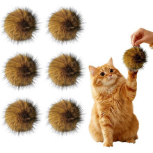 (6pcs, -) Mjuka kaninpäls kattmynta bollar, 3/6/9 pack fluffiga fejk päls kattleksaker för inomhuslek, tvättbar & kul att jaga för motion