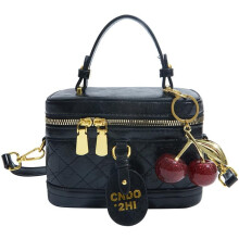 (Black, -) Quilted Crossbody Bags Vintage Brown Purse for Women, Small Vanity Bag Purse Top Handle Box Purses