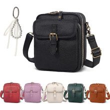 (Black, -) Sac Bandoulière Femme, Rétro Simili Cuir Messager avec Portefeuille, Fentes Cartes, Antivol
