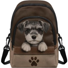 (Brown - Schnauzer Animal Paw, -) Sac Bandoulière Femme, Sacs Portable Bandoulière Téléphone, Cadeau Maman Femme Amies