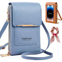 (Blue, -) Petit Sac Bandoulière Tactile 2026 Femme, Antivol Cuir RFID Mobile Portefeuille