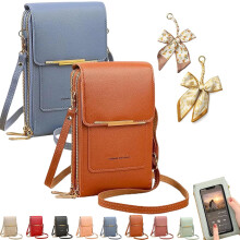 (2pcsp, -) Sac Messager Écran Tactile Femme, Portefeuille Cuir RFID Croisé, Bandoulière Antivol