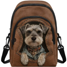 (Brown - Schnauzer, -) Shoulder Bag for Women Crossbody, Portable Handbags Crossbody Cell Phone Bag, Gift for Mum Wife Friends