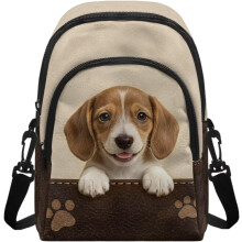 (Brown and Beige - Beagle Dog Animal Paw, -) Shoulder Bag for Women Crossbody, Portable Handbags Crossbody Cell Phone Bag, Gift for Mum Wife Friends