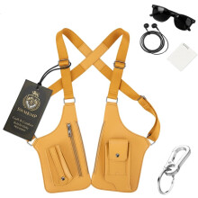 (Yellow, -) Klasyczna skórzana torba satchel na ramię męska, regulowana zbroja antykieszonkowa