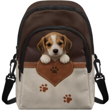 (Brown and White - Beagle Dog Animal Paw, -) Sac Bandoulière Femme, Sacs Portable Bandoulière Téléphone, Cadeau Maman Femme Amies