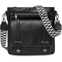 (Black, -) Sac Bandoulière Mode Femme, Sac Main PU Souple Multi Messager Tote