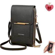 (Black, -) Sac Messager Écran Tactile Femme, Antivol Bandoulière Téléphone, Cuir Imperméable Porte-Clés