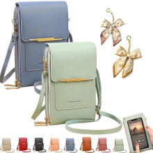 (2pcsf, -) Sac Messager Écran Tactile Femme, Portefeuille Cuir RFID Croisé, Bandoulière Antivol