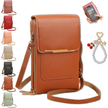 (1pc-b, -) Sac Messager Tactile Femme, Sac Téléphone Antivol Cuir, Imperméable Bandoulière Portefeuille