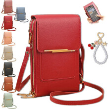 (1pc-f, -) Sac Messager Tactile Femme, Sac Téléphone Antivol Cuir, Imperméable Bandoulière Portefeuille